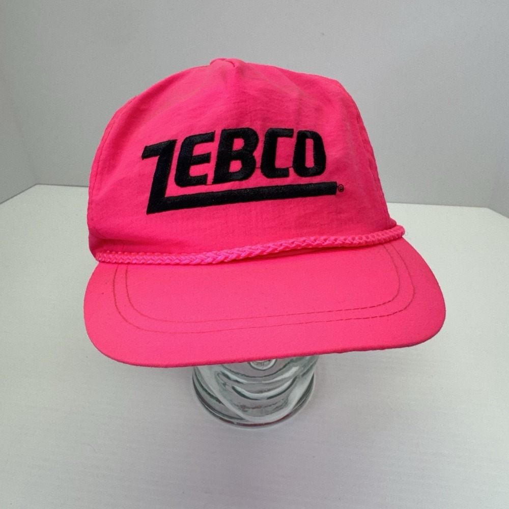 Zebco Neon Pink Vintage Embroidered Fishing Gear Rope 5 Panel Hat